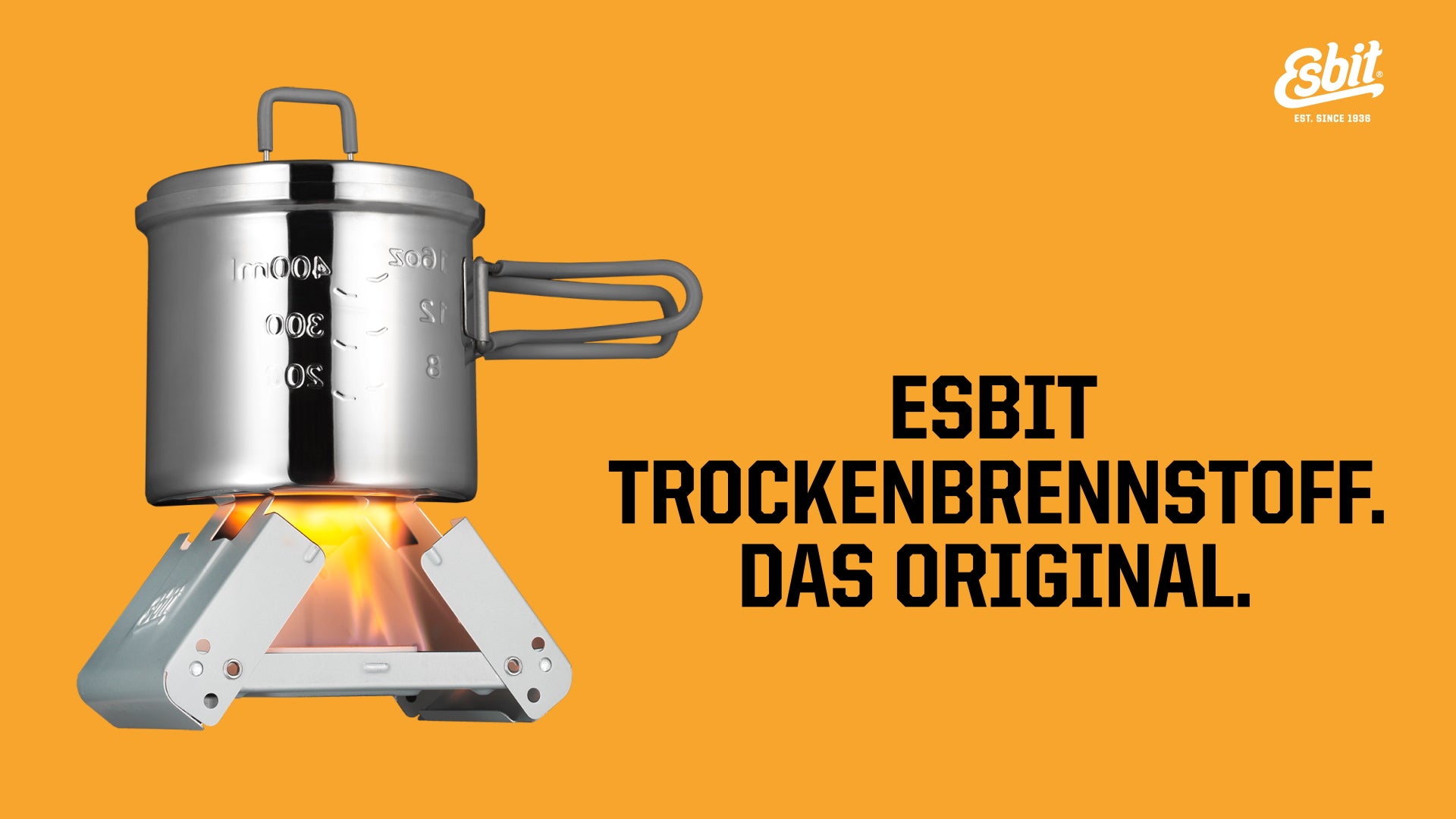 Esbit Kocher aus Edelstahl mit Windschutz 2 x 27g als Titelbild für Youtube Video