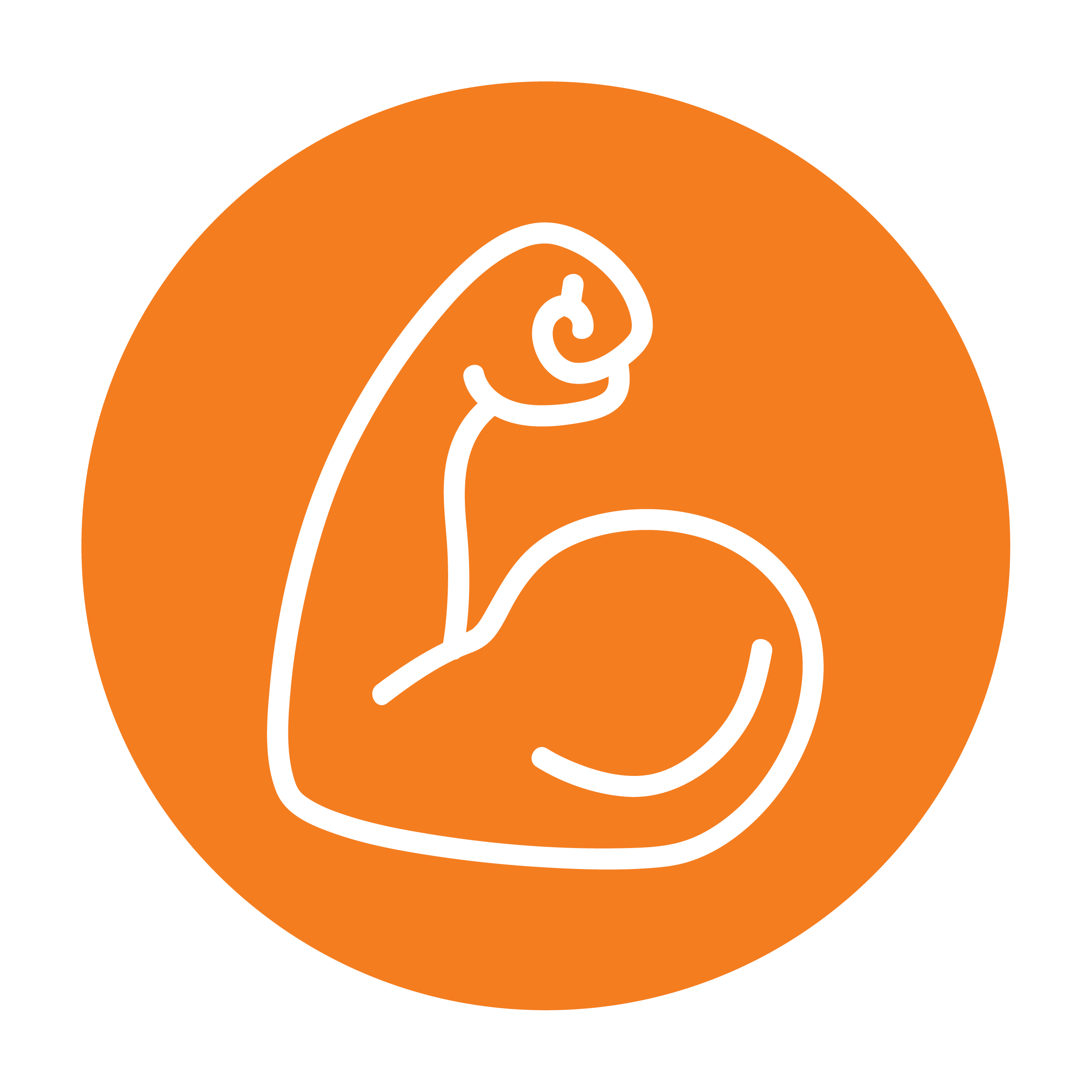 Esbit Icon in Orange zeigt einen Arm als Piktogramm.
