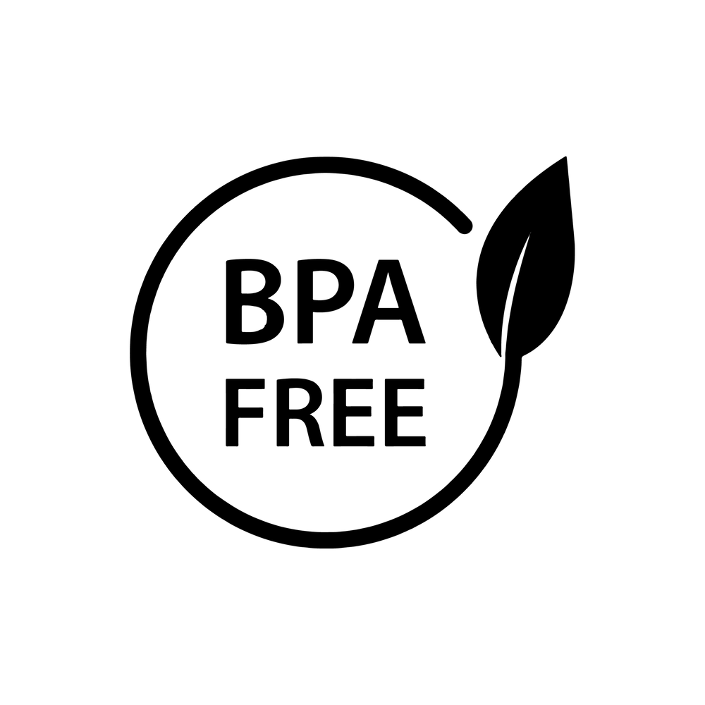 Esbit Icon in Schwarz zeigt einen Kreis mit Blatt, in dem steht "BPA-Free".