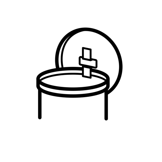 Esbit Icon in Schwarz zeigt die Deckelaufhängung an einem Topfrand als Piktogramm.