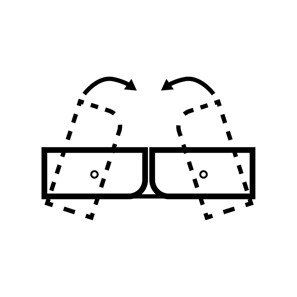 Esbit Icon in Schwarz zeigt Klapp-Prinzip vom Taschenkocher als Piktogramm.