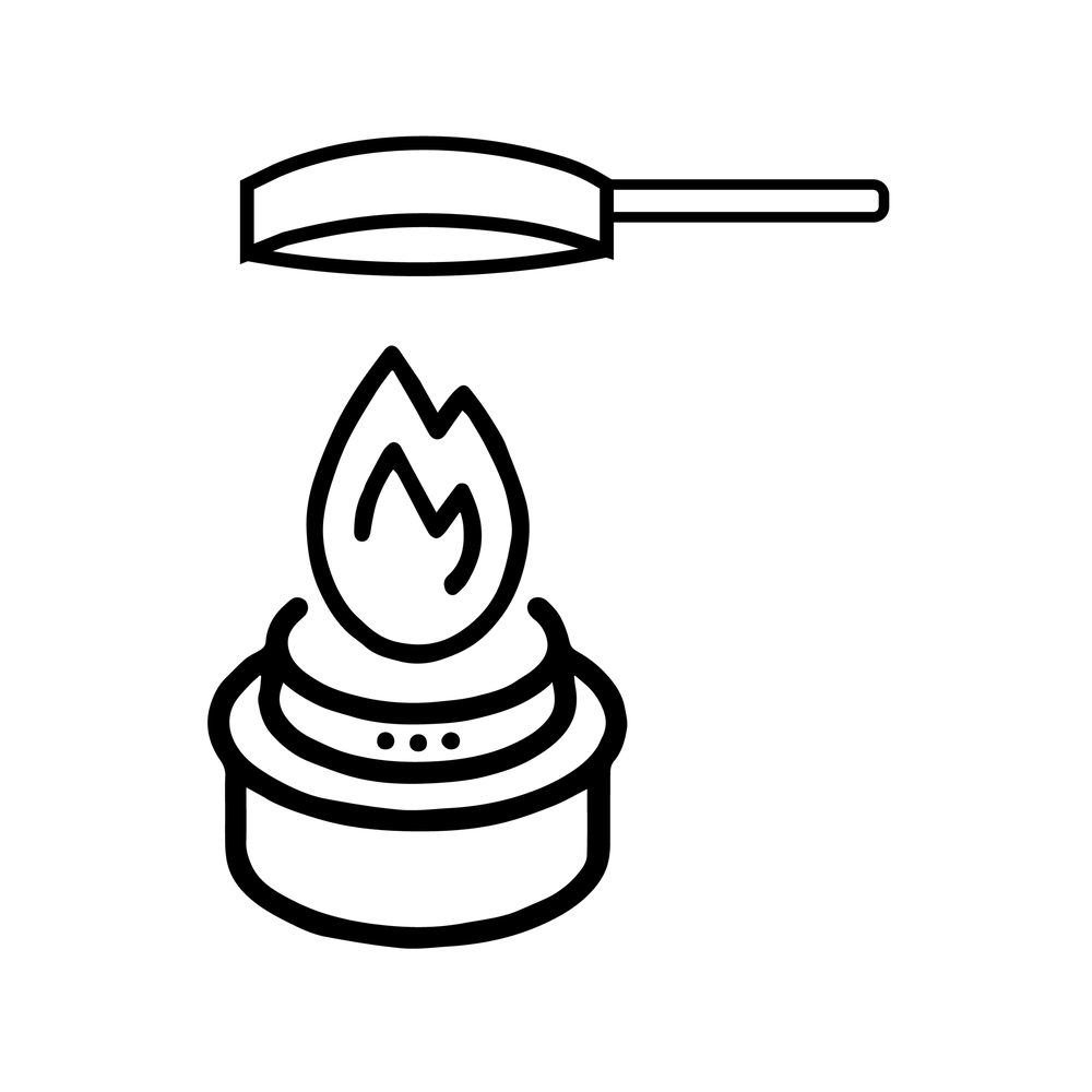 Esbit Icon in Schwarz zeigt einen Spiritusbrenner und einen Klappgriff dazu als Piktogramm.