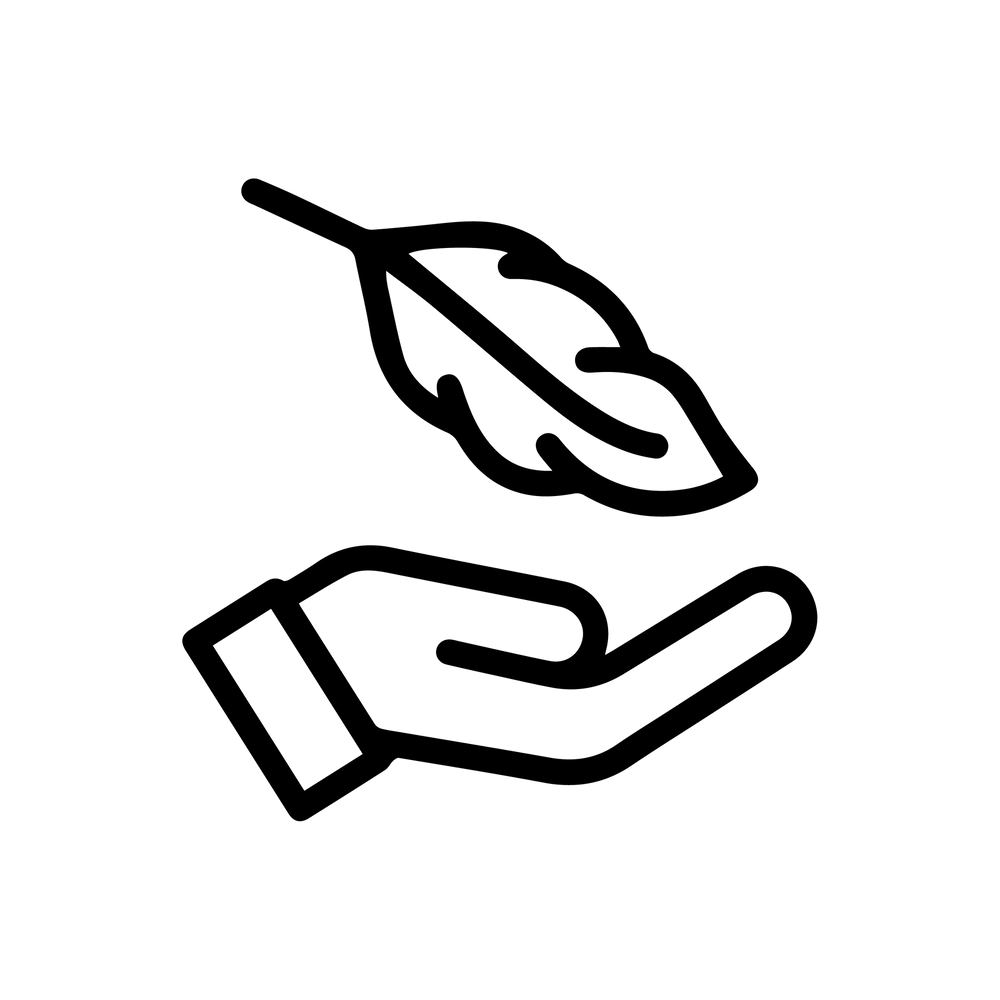 Esbit Icon in Schwarz zeigt eine Hand und eine Feder als Piktogramm.
