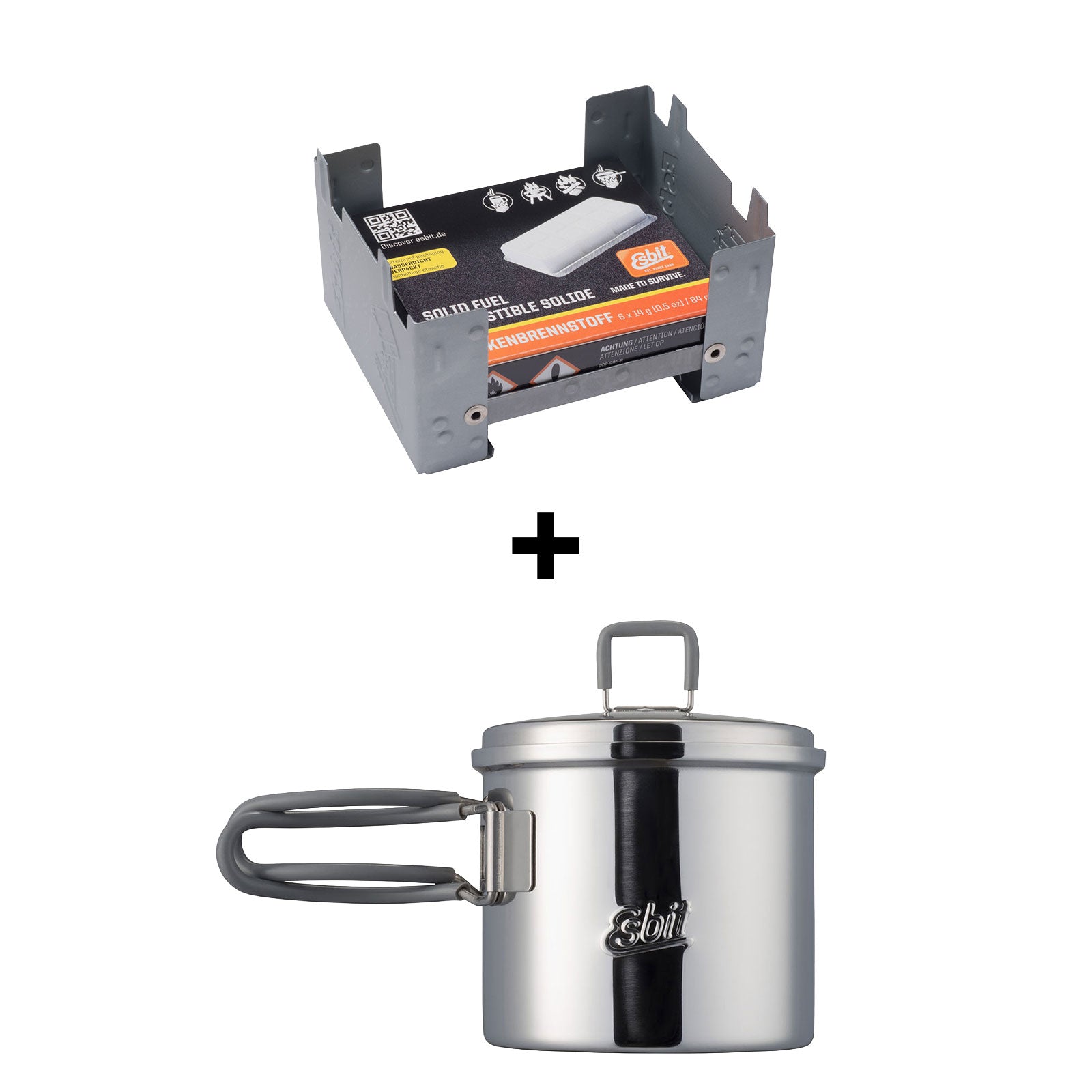 Esbit Bundle-Artikel Kocher Set mit Topf (625 ml) PT625ST und Taschenkocher 00209100-D-H