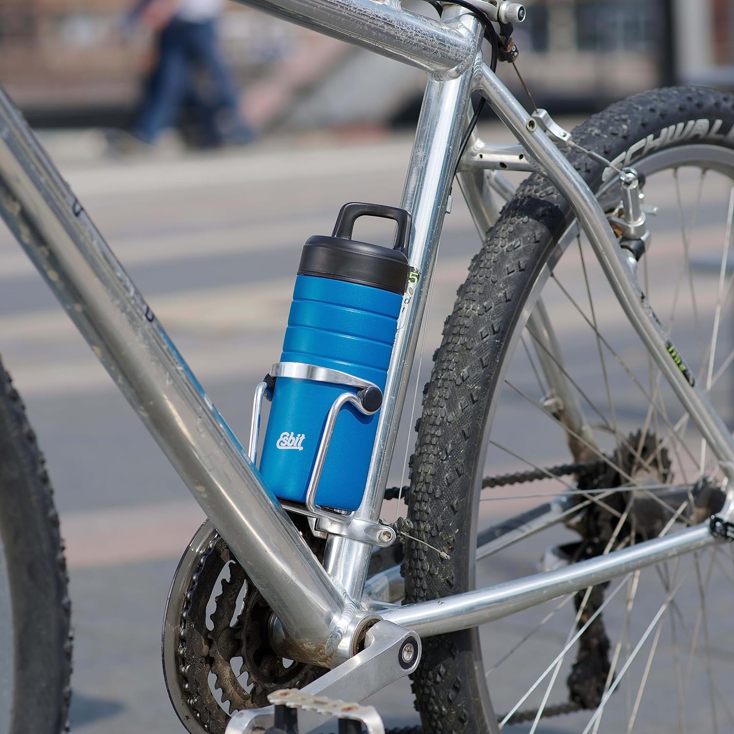 Esbit MAJORIS Isolierbecher Blau 450 ml in Fahrradhalterung