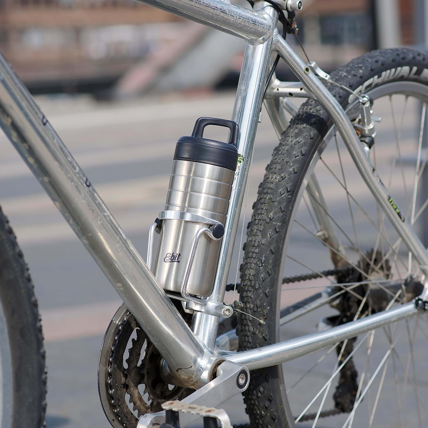 Esbit MAJORIS Isolierbecher Edelstahl 450 ml in Fahrradhalterung