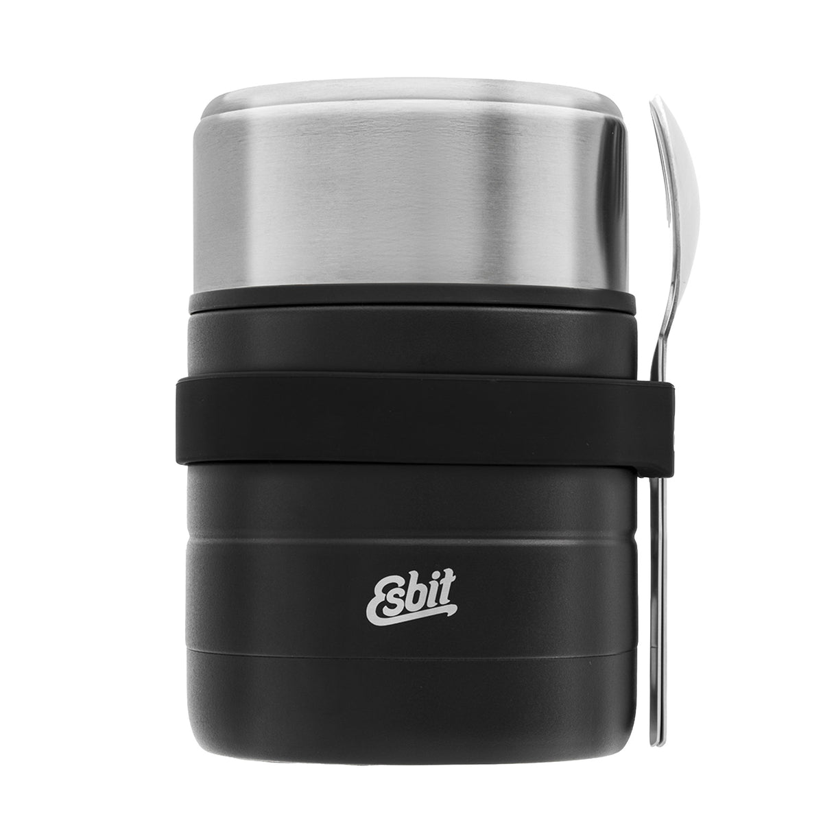 Esbit bundle comprising a MAJORIS thermal container and cutlery set, assembled in black