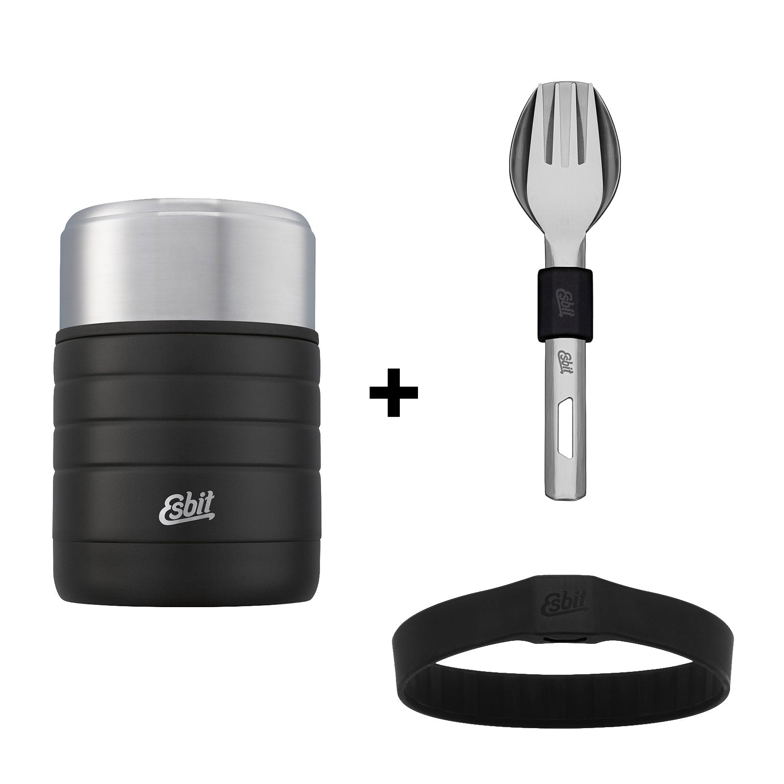 Esbit bundle comprising a MAJORIS thermos flask and cutlery set in black