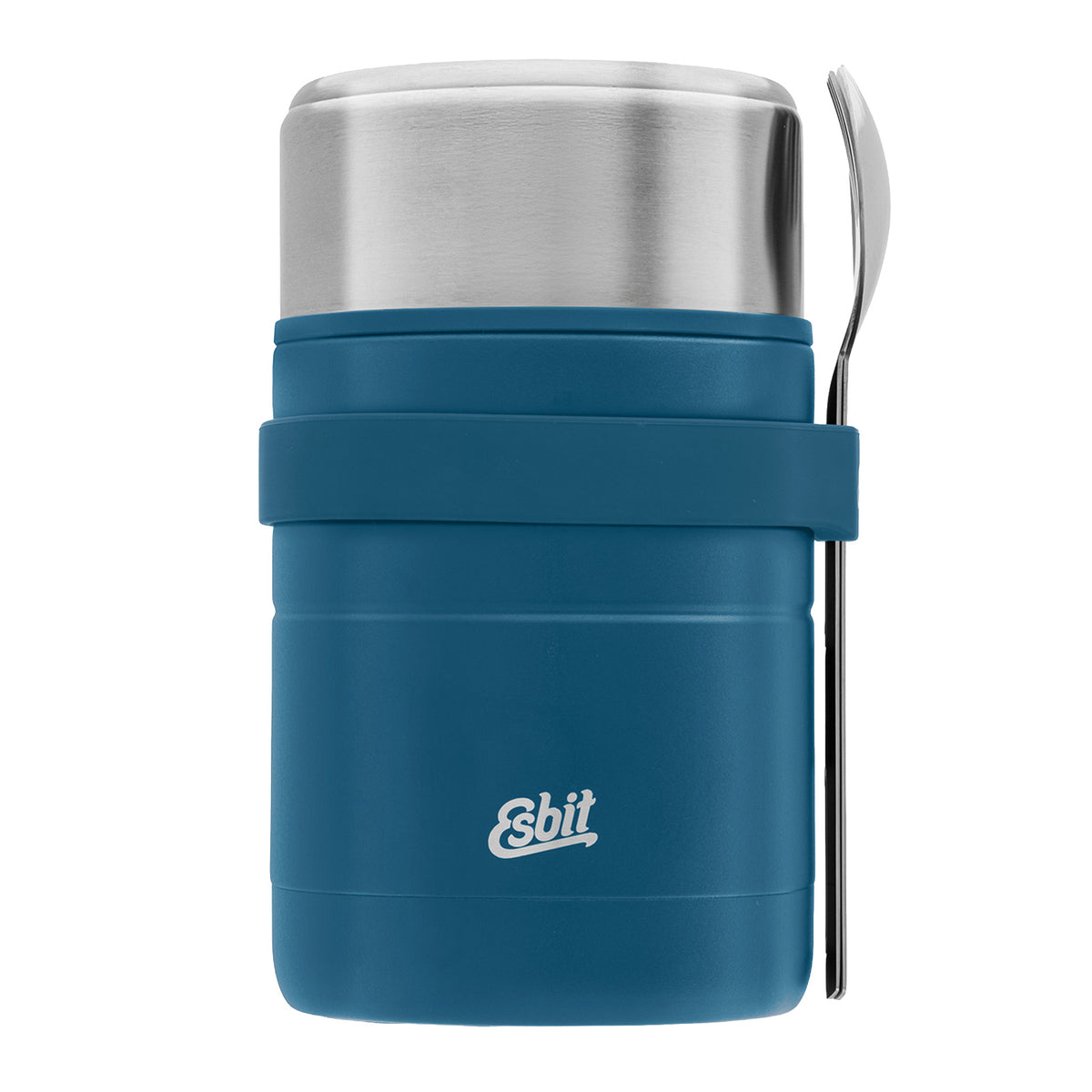 Esbit bundle comprising a MAJORIS thermos flask and cutlery set, packed together in blue