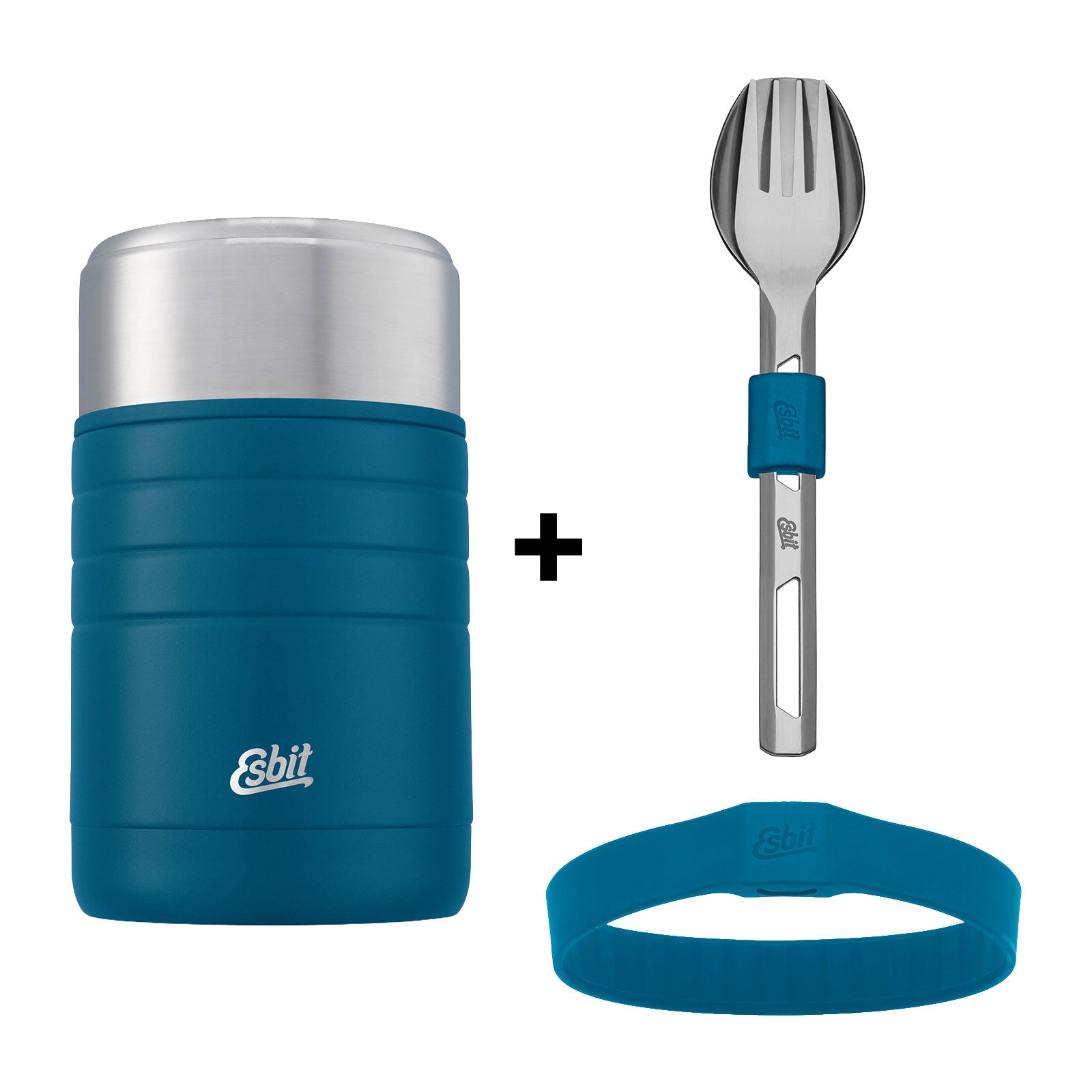 Esbit bundle comprising a MAJORIS thermos flask and cutlery set in blue