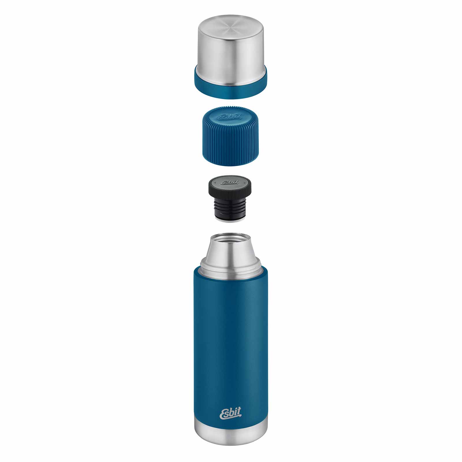 Esbit SCULPTOR Isolierflasche Blau schwebend Deckel und Verschluss