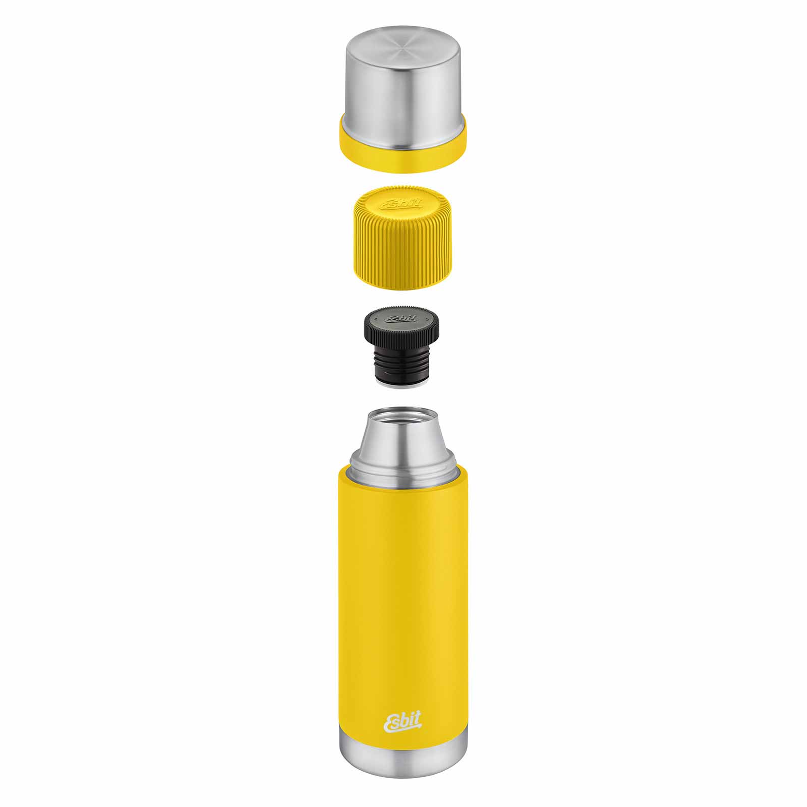Esbit SCULPTOR Isolierflasche Gelb schwebend Deckel und Verschluss