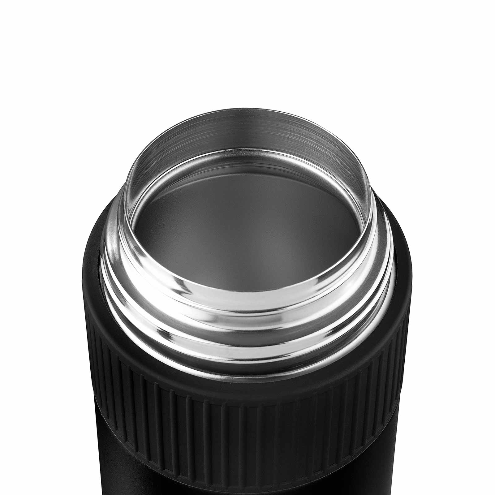 Esbit SCULPTOR Thermobehälter Schwarz 1000 ml mit Manschette geöffnet von oben