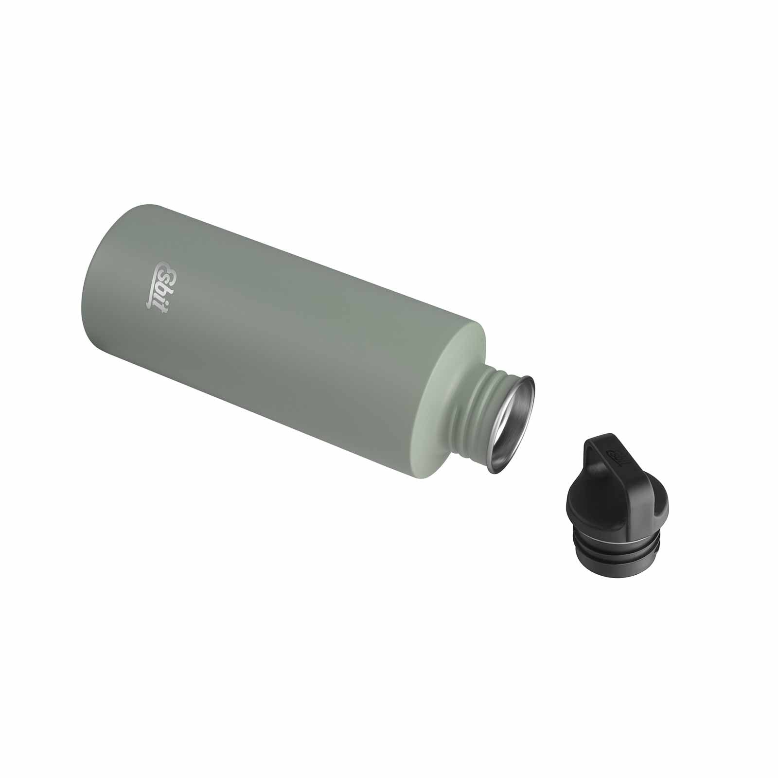 Esbit SCULPTOR Edelstahl Trinkflasche Stone Grey liegend mit Verschluss