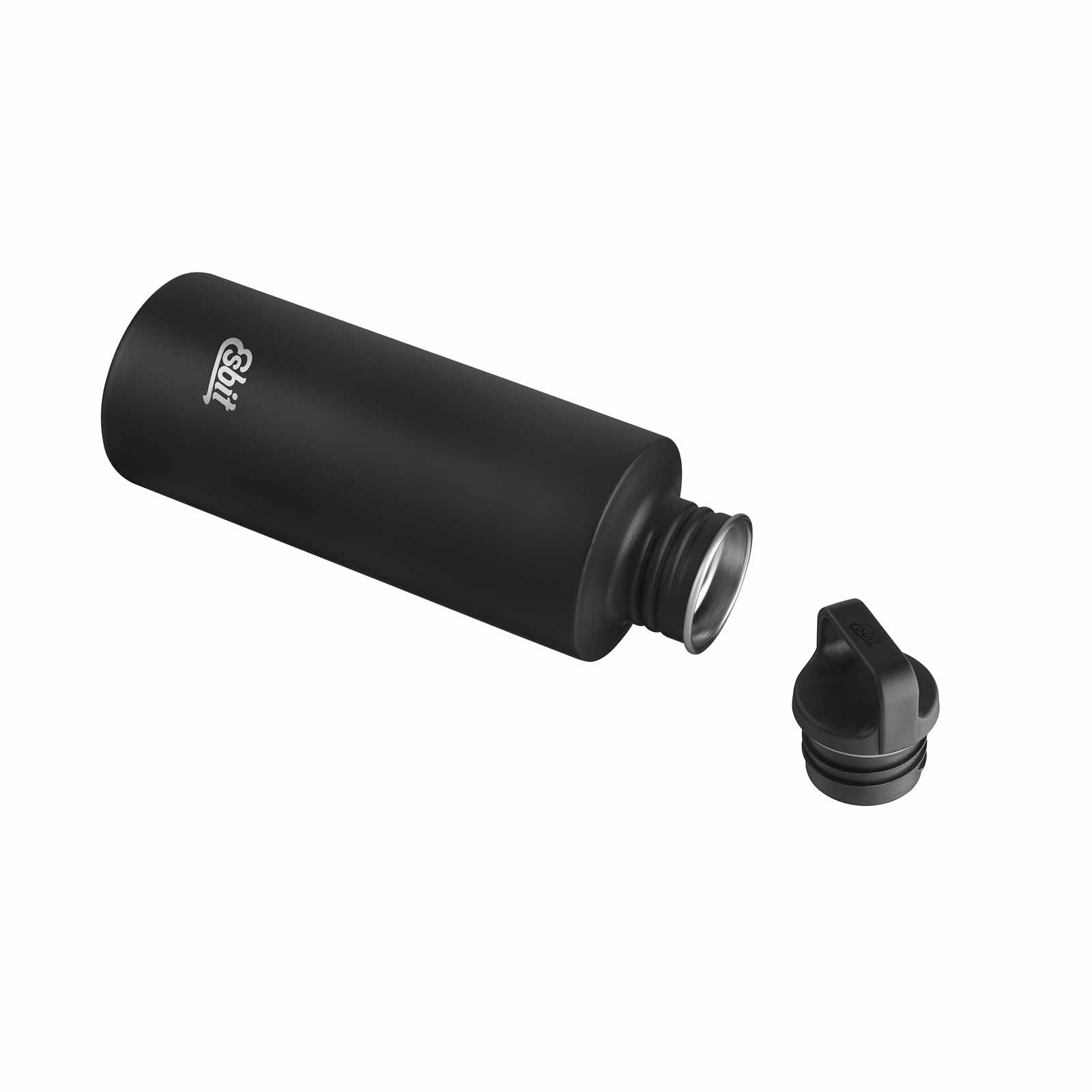 Esbit SCULPTOR Edelstahl Trinkflasche Schwarz liegend mit Verschluss