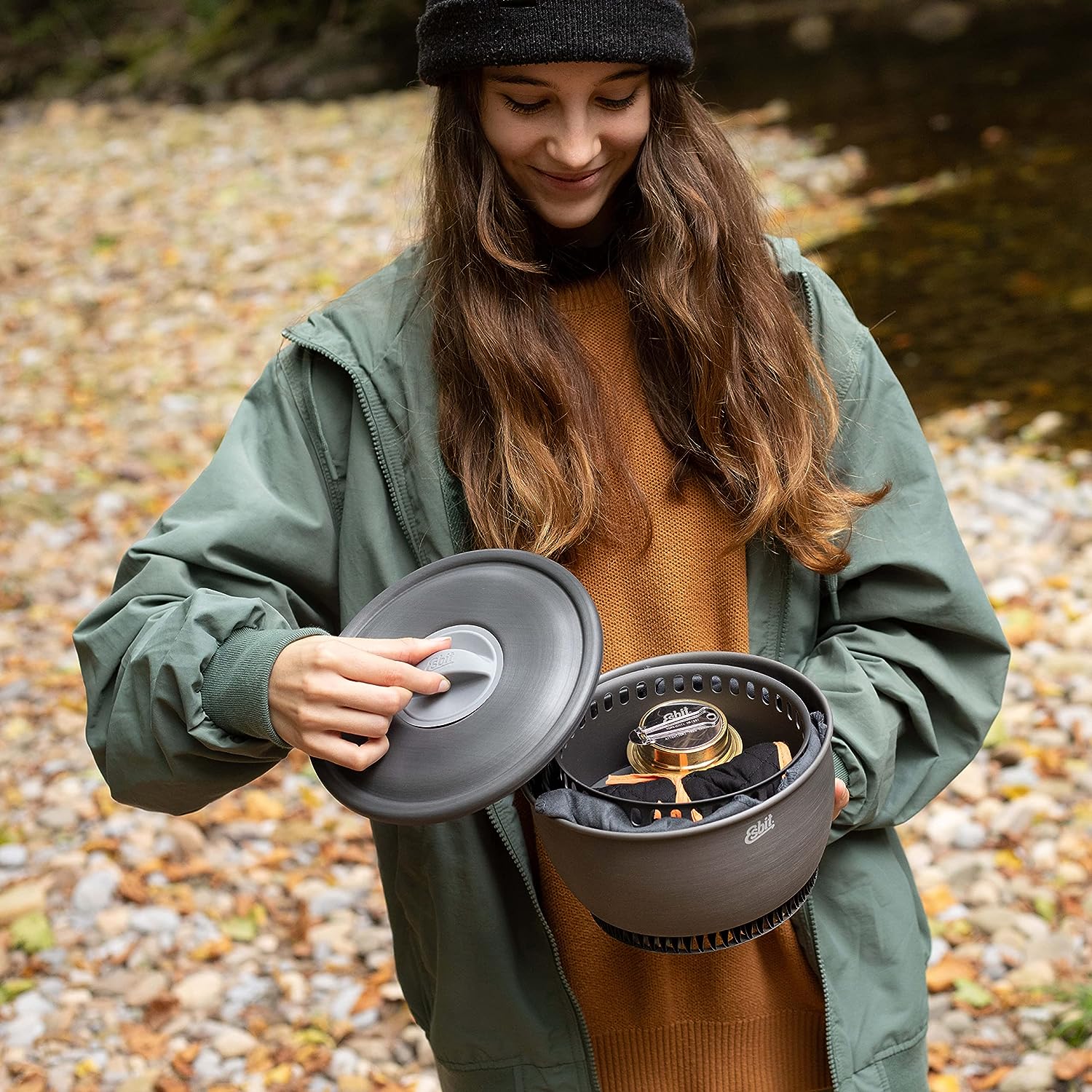 Esbit Outdoor Kochset Aluminium 2350 ml im Aufbau