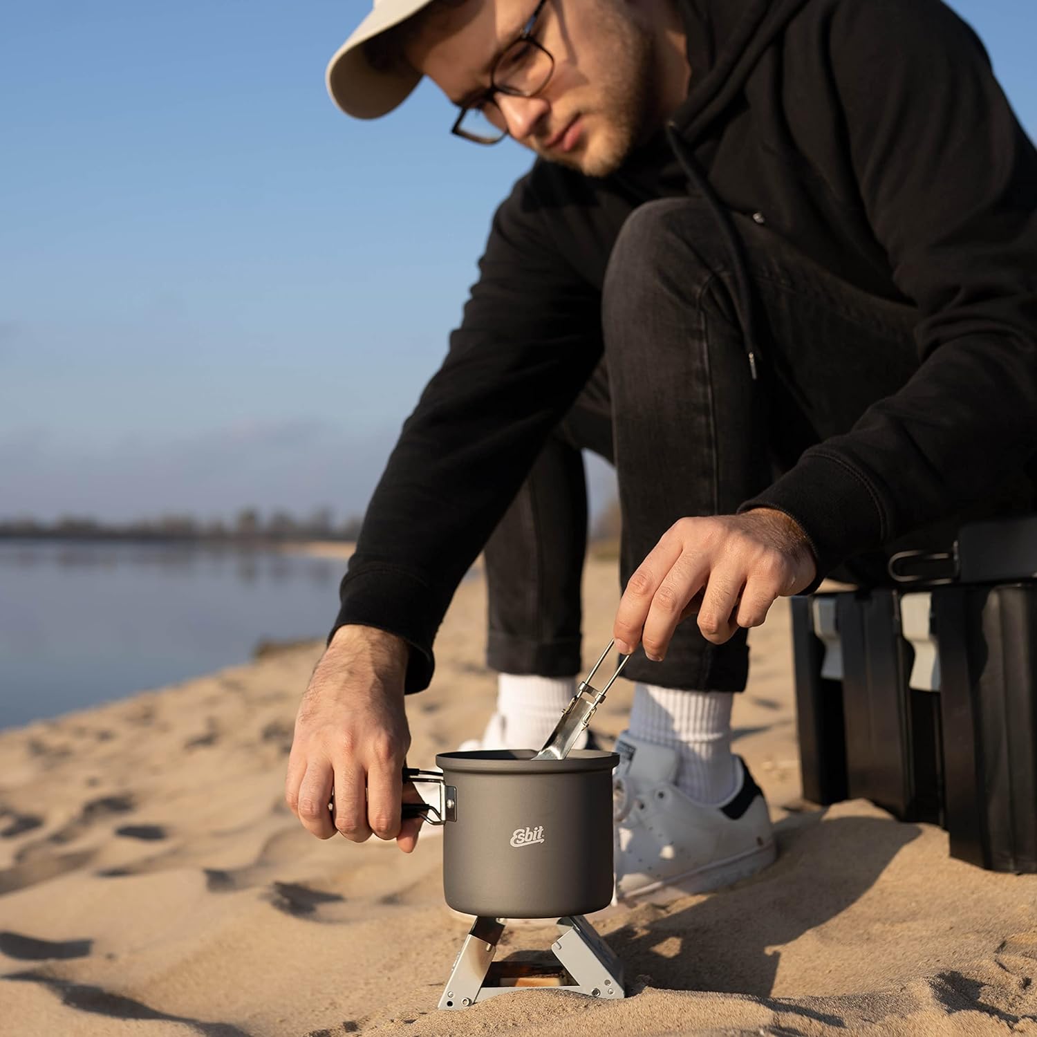 Esbit Camping Topfset aus Aluminium 1000 ml mit Löffel