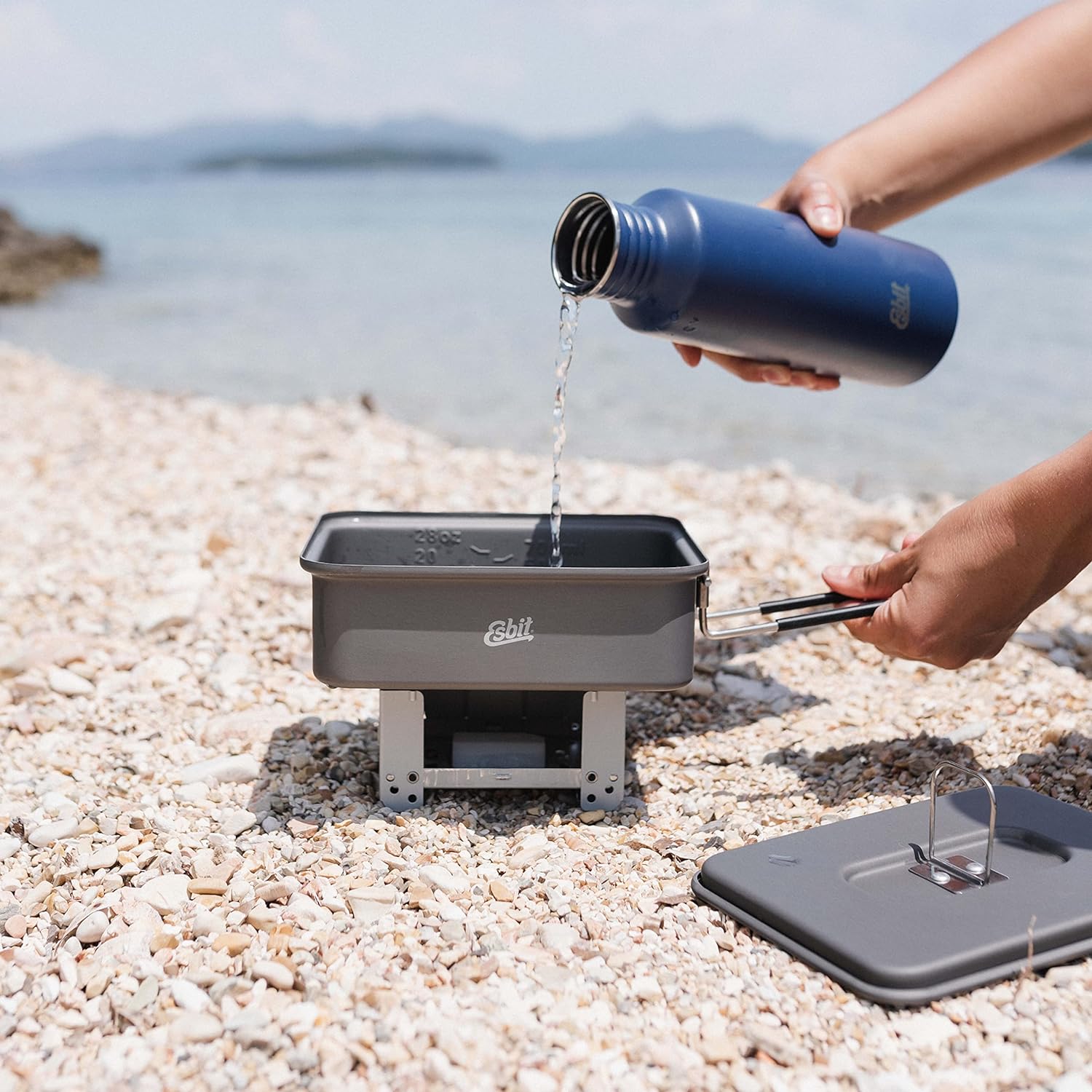 Esbit Camping Kochtopf aus Aluminium 1200 ml mit Flasche