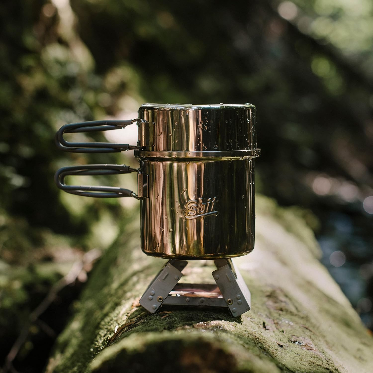 Esbit Camping Topfset aus Edelstahl 1000 ml Camping Topfset mit Taschenkocher