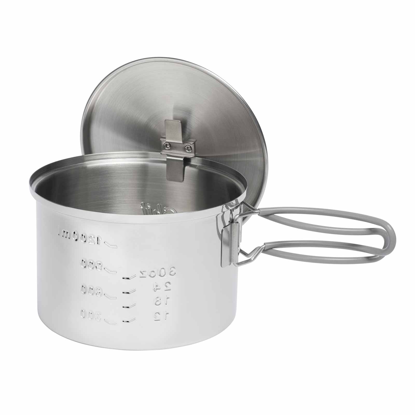 Esbit Camping Topf aus Edelstahl 1600 ml Deckelaufhaengung