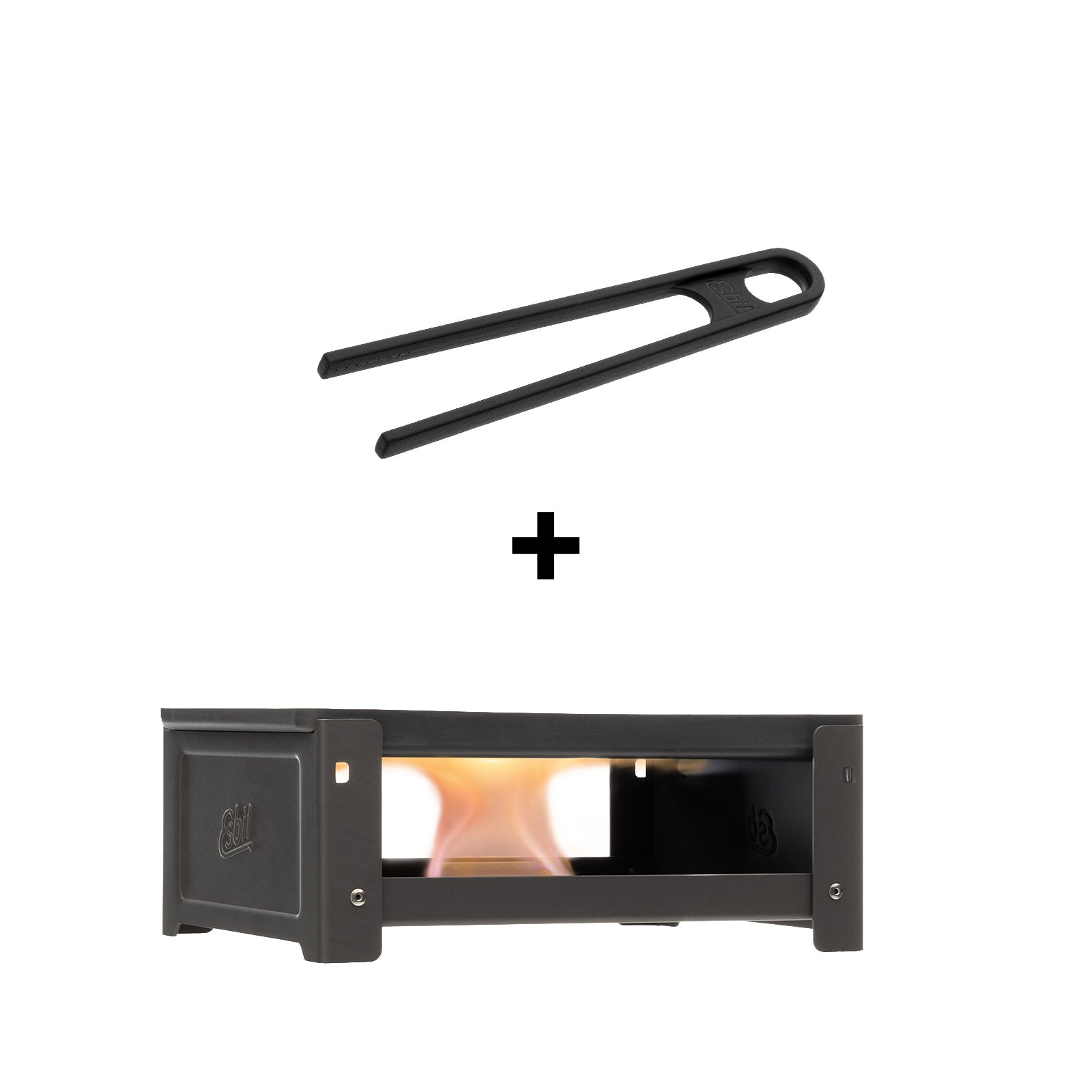 Esbit Trockenbrennstoff Plancha Grill Outdoor inkl. Bratzange aus Silikon
