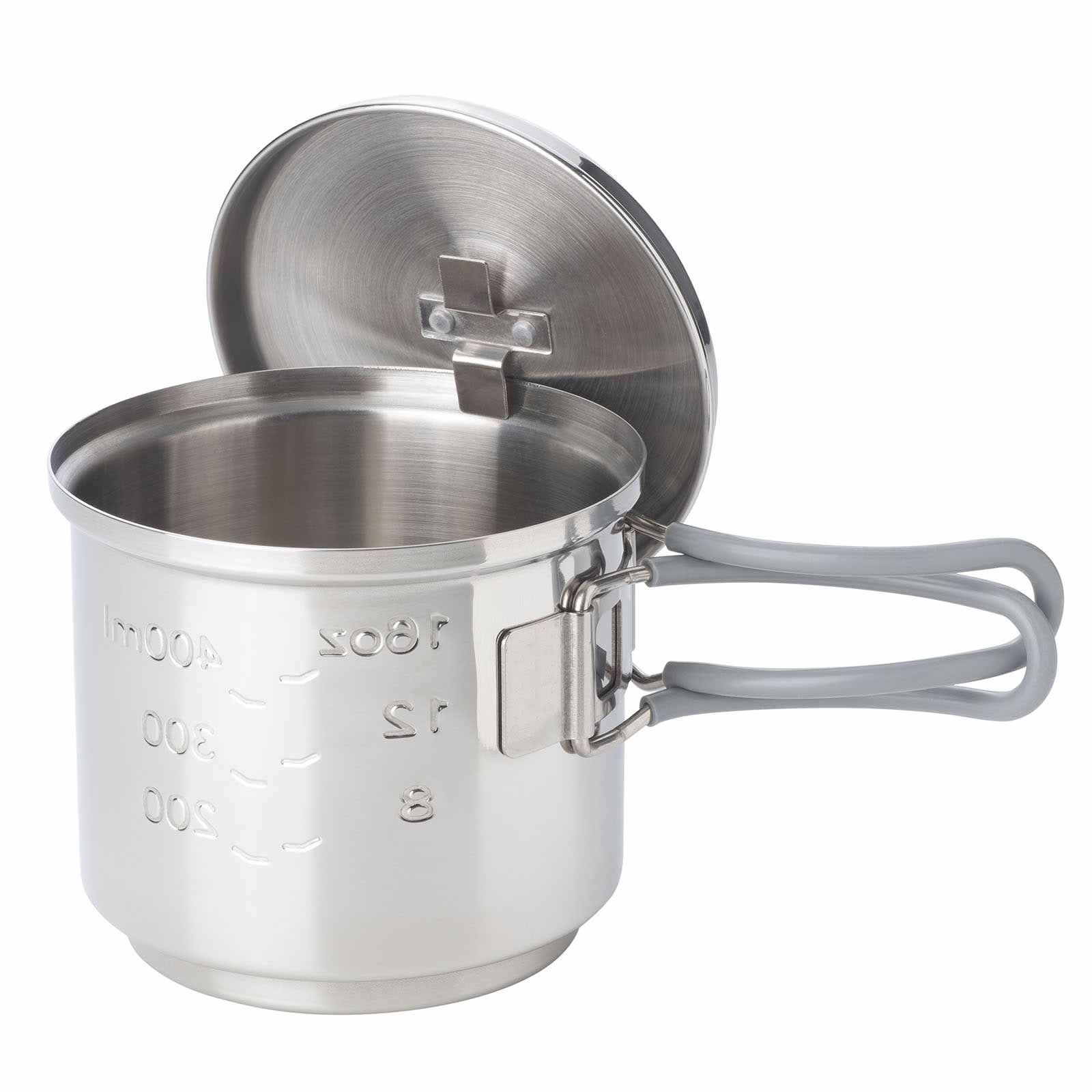 Esbit Camping Kochset aus Edelstahl 585 ml Deckelaufhängung
