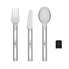 Esbit Camping Besteck Set aus Edelstahl mit Manschette nebeneinander liegend 
