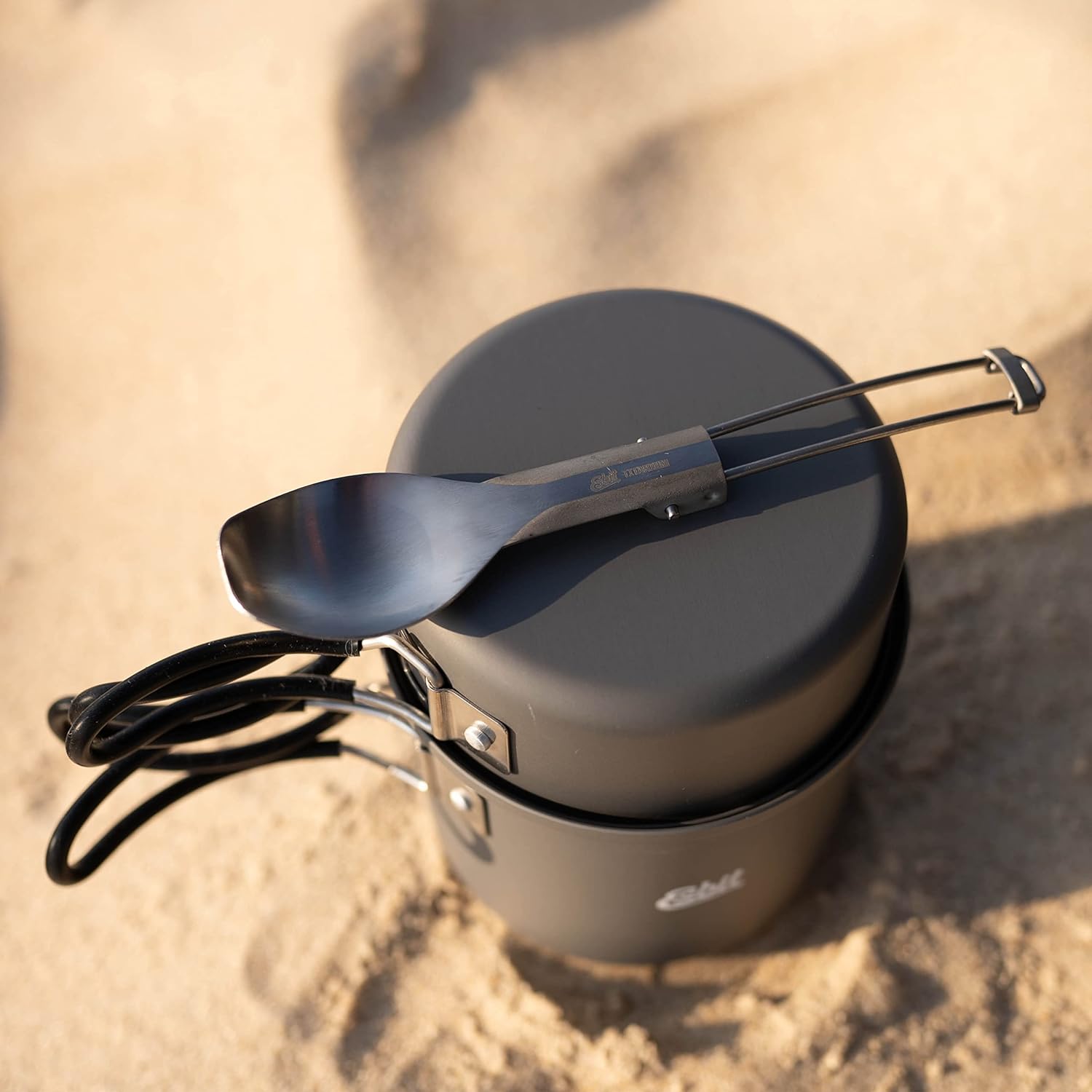 Esbit Outdoor Besteck Titan Löffel mit Topf zum draußen kochen