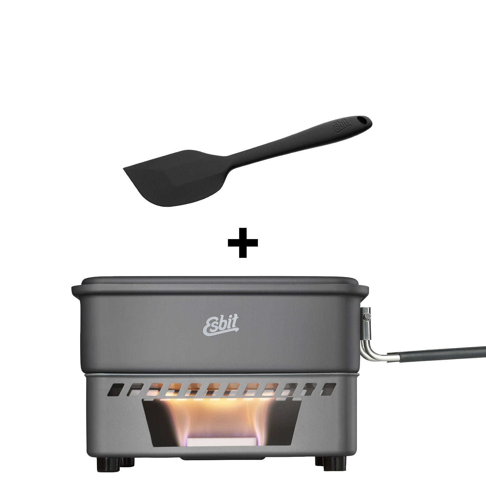 Esbit Camping Kochet für Trockenbrennstoff mit Topf aus hartanodisierten Aluminium und Silikonschaber