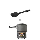 Esbit Camping Spirit Stove Set with a hard-anodised aluminium pan and silicone scraper