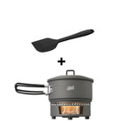 Esbit Camping Spirit Stove Set with a hard-anodised aluminium pan and silicone scraper