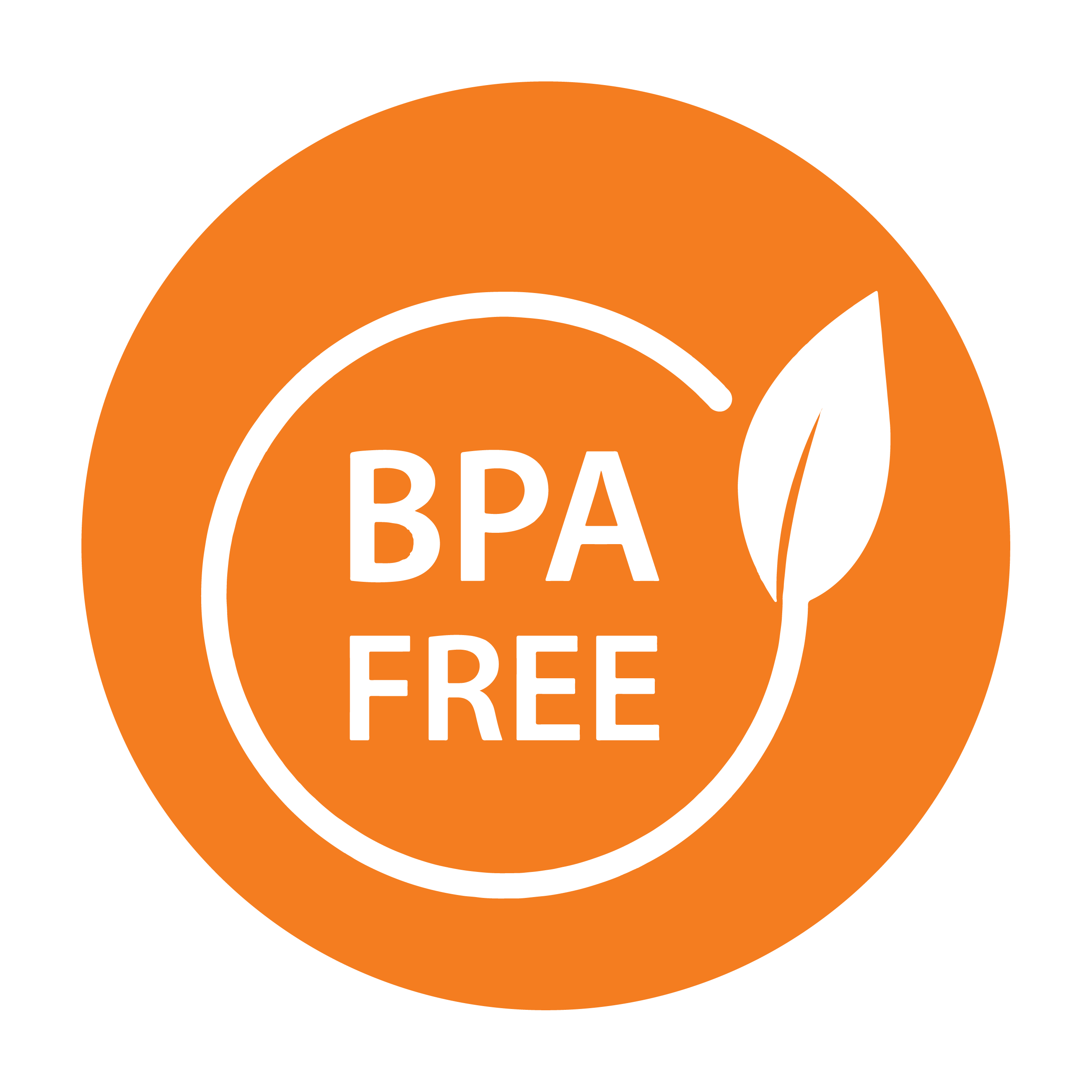 Esbit Icon in Orange zeigt einen Kreis mit Blatt, in dem steht "BPA-Free". 