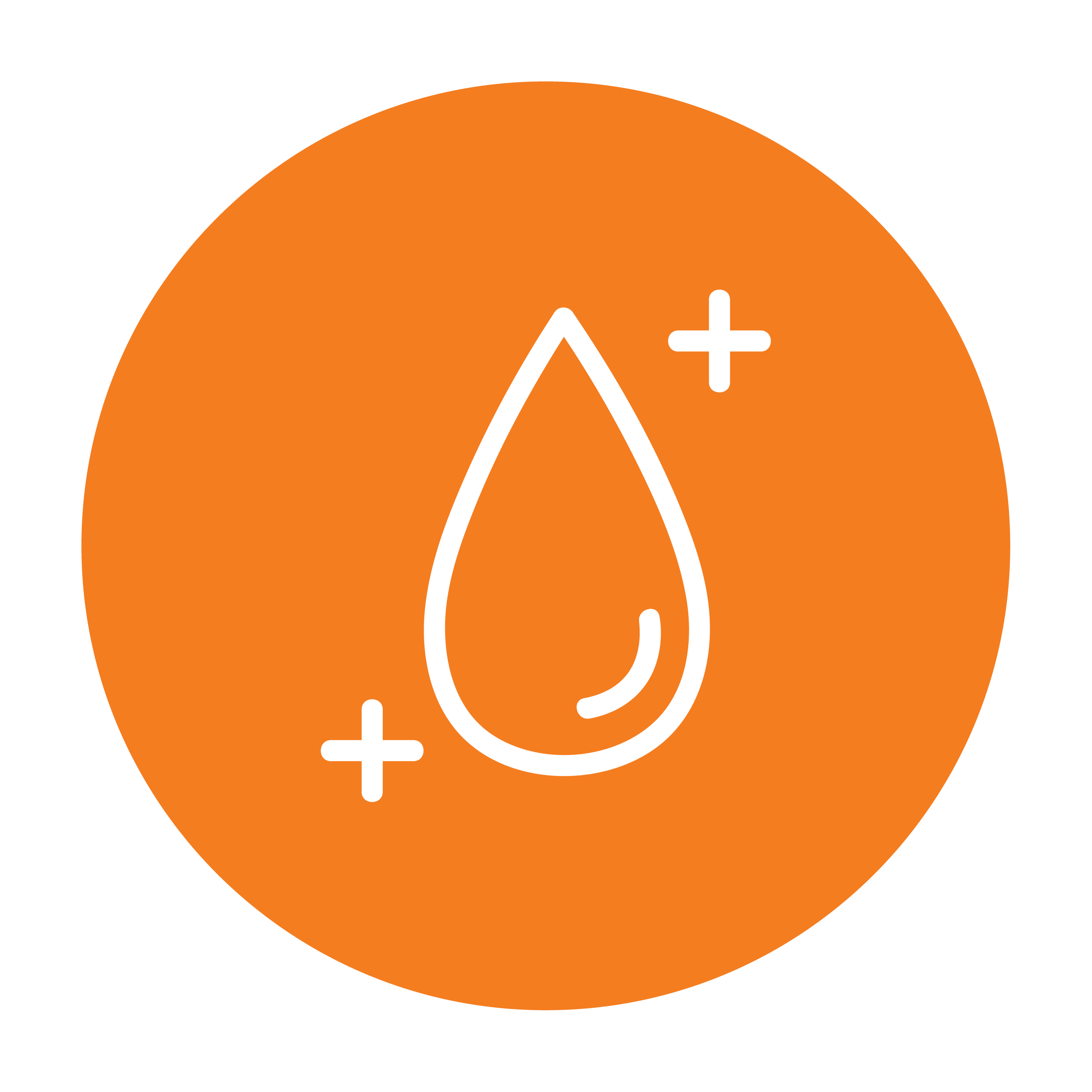 Esbit Icon in Orange zeigt einen Wassertropfen und symbolisiert, dass das Produkt leicht gereinigt werden kann. 