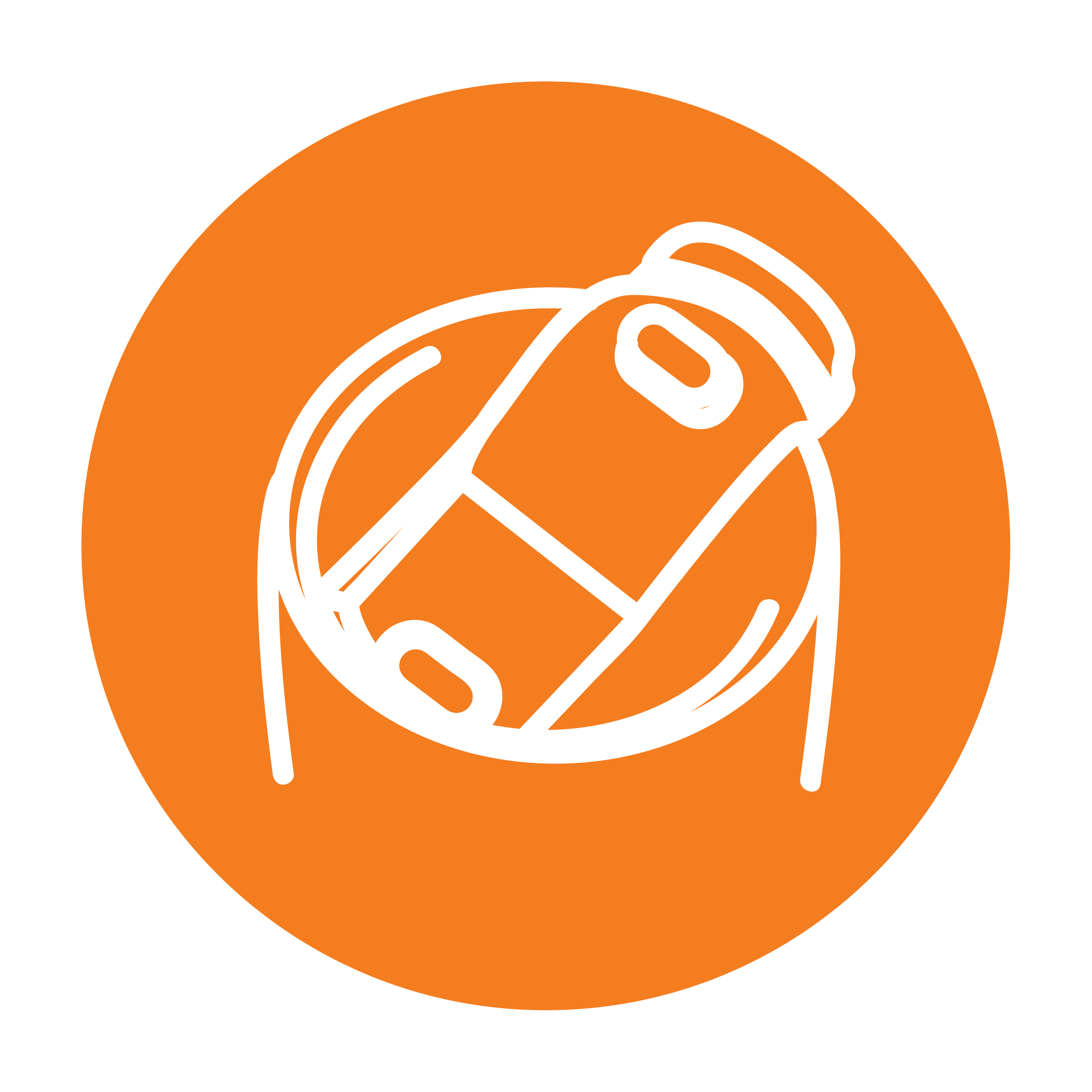 Esbit Icon in Orange zeigt den geöffneten Klick-Verschluss von MAJORIS Thermobechern als Piktogramm.