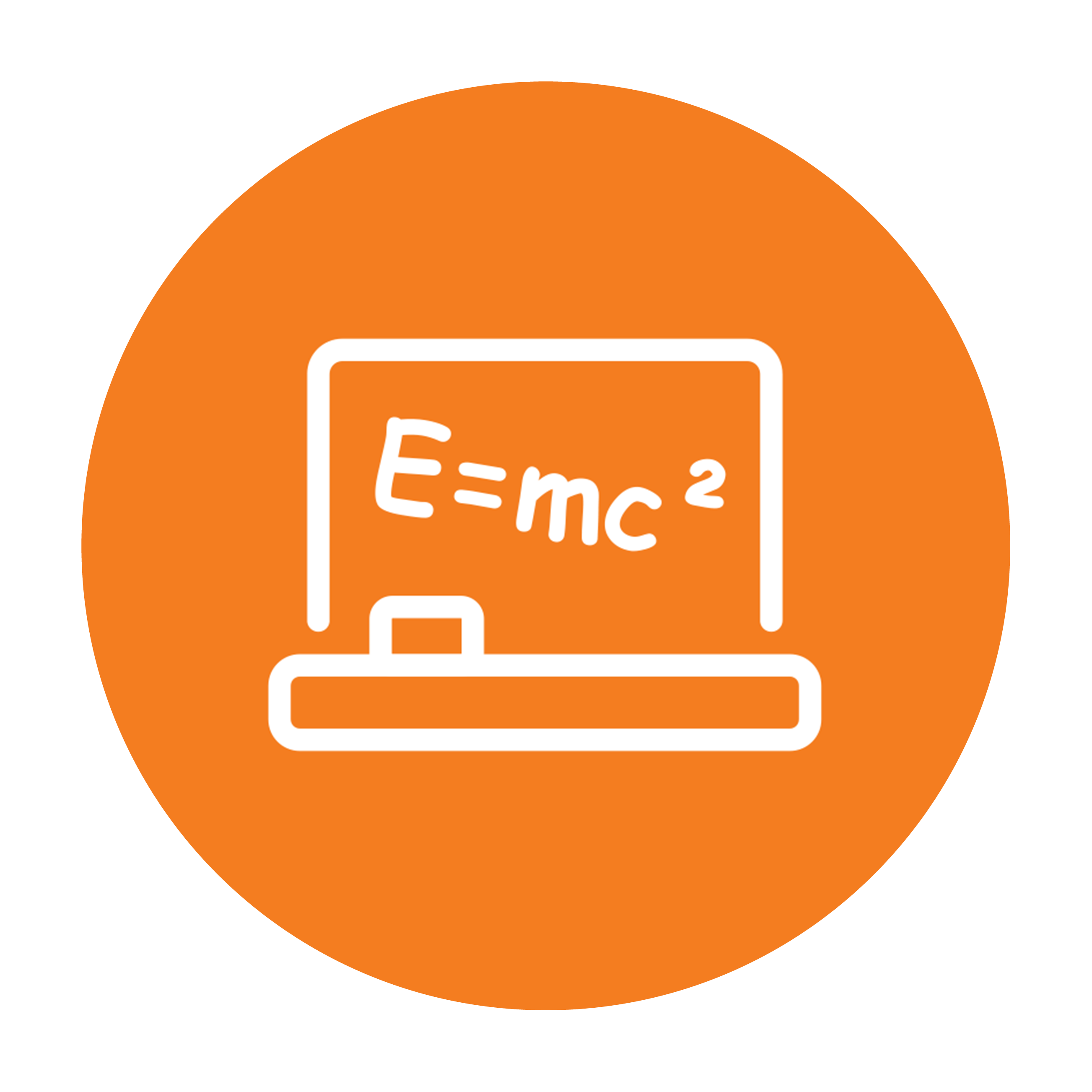 Esbit Icon in Orange zeigt einen Laptop mit Zeichen als Piktogram. 