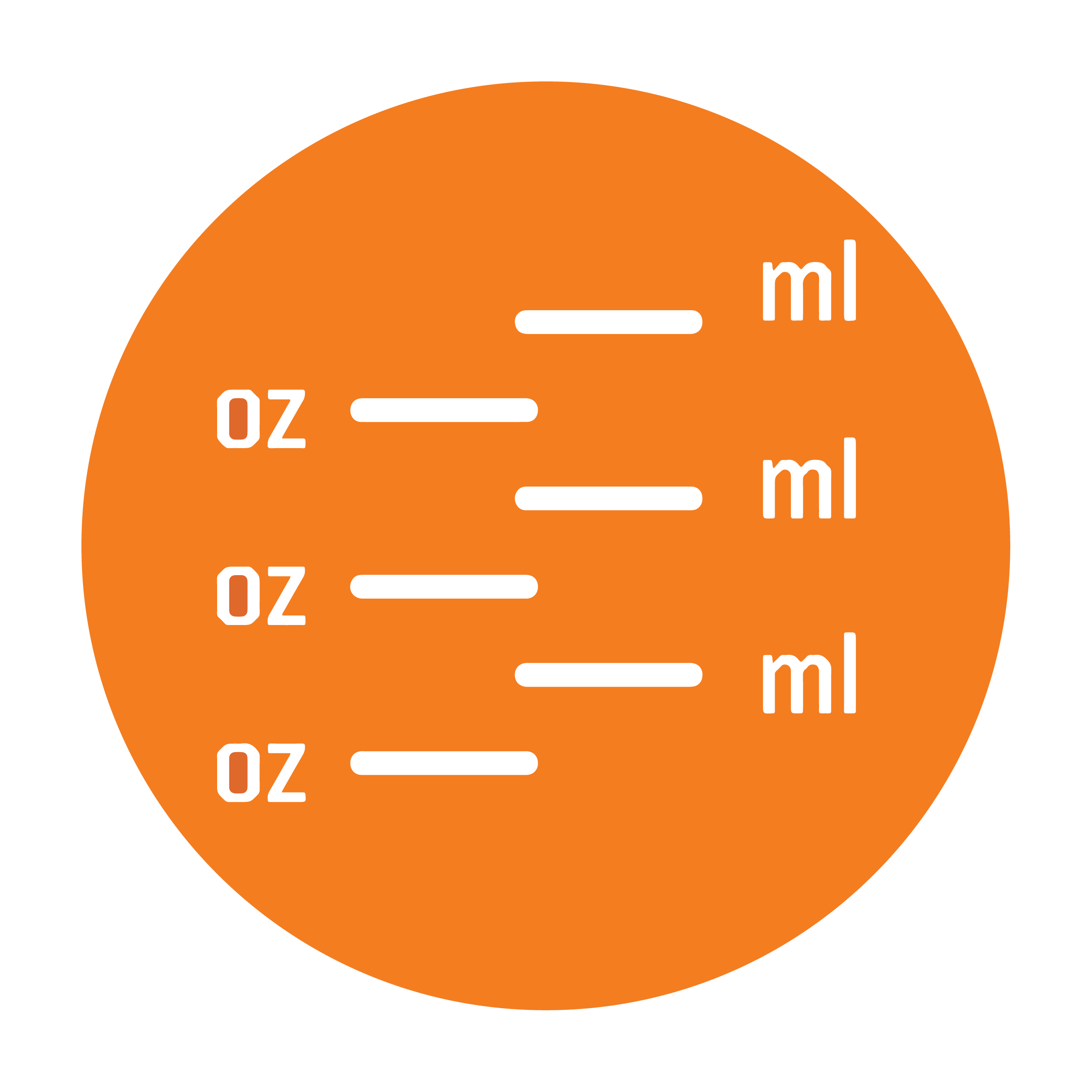 Esbit Icon in Orange zeigt Volumenskala in oz und ml.