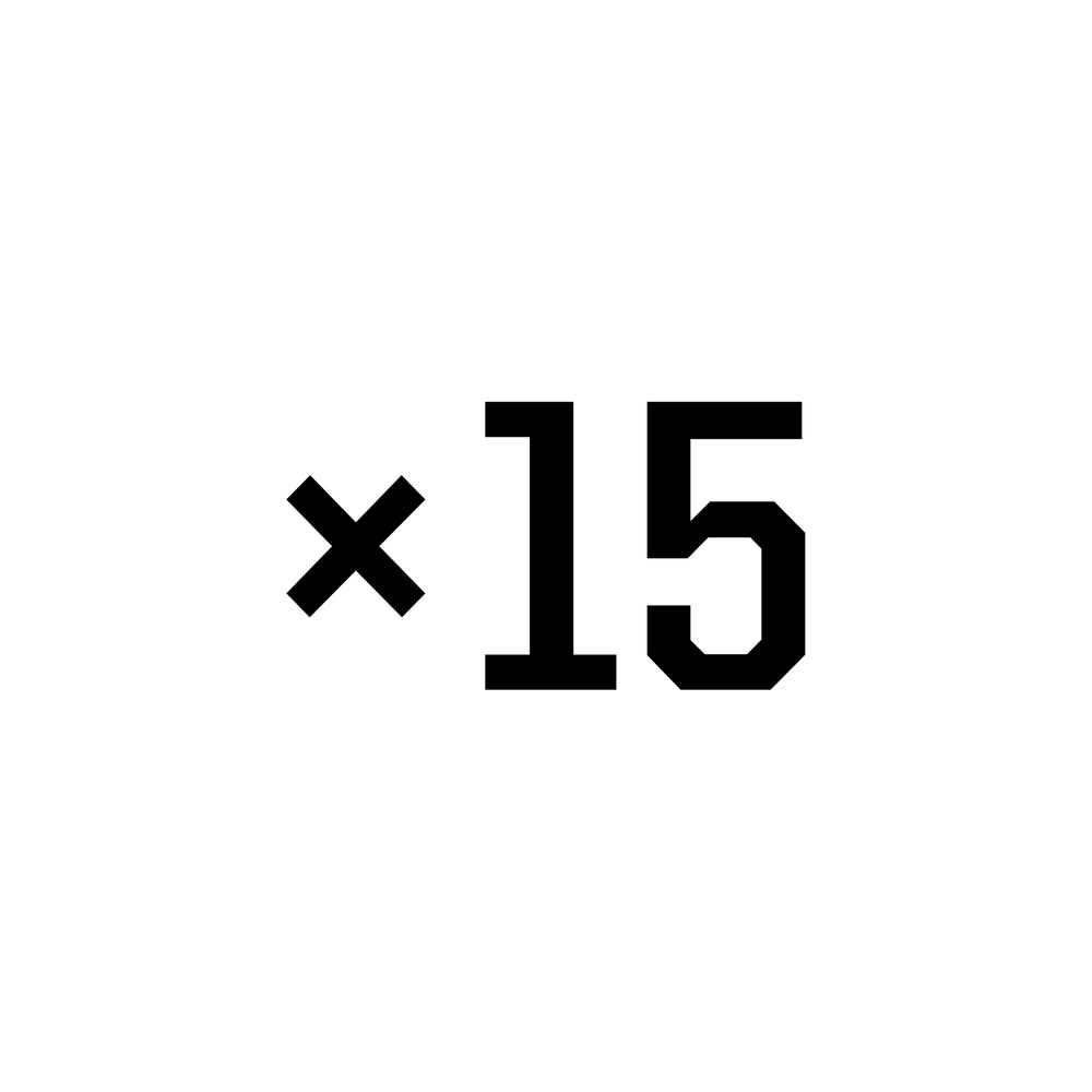 Esbit Icon in Schwarz zeigt ein Mal-Zeichen und eine 15.