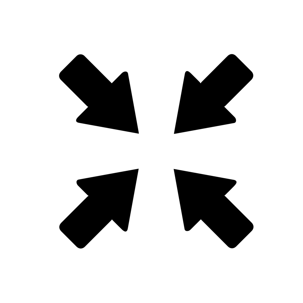 Esbit Icon in Schwarz zeigt vier Pfeile, die nach innen zeigen.