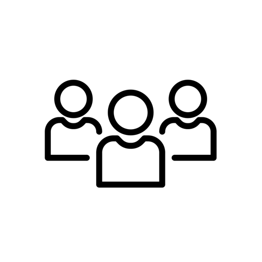 Esbit Icon in Schwarz zeigt drei Personen als Piktogramm.