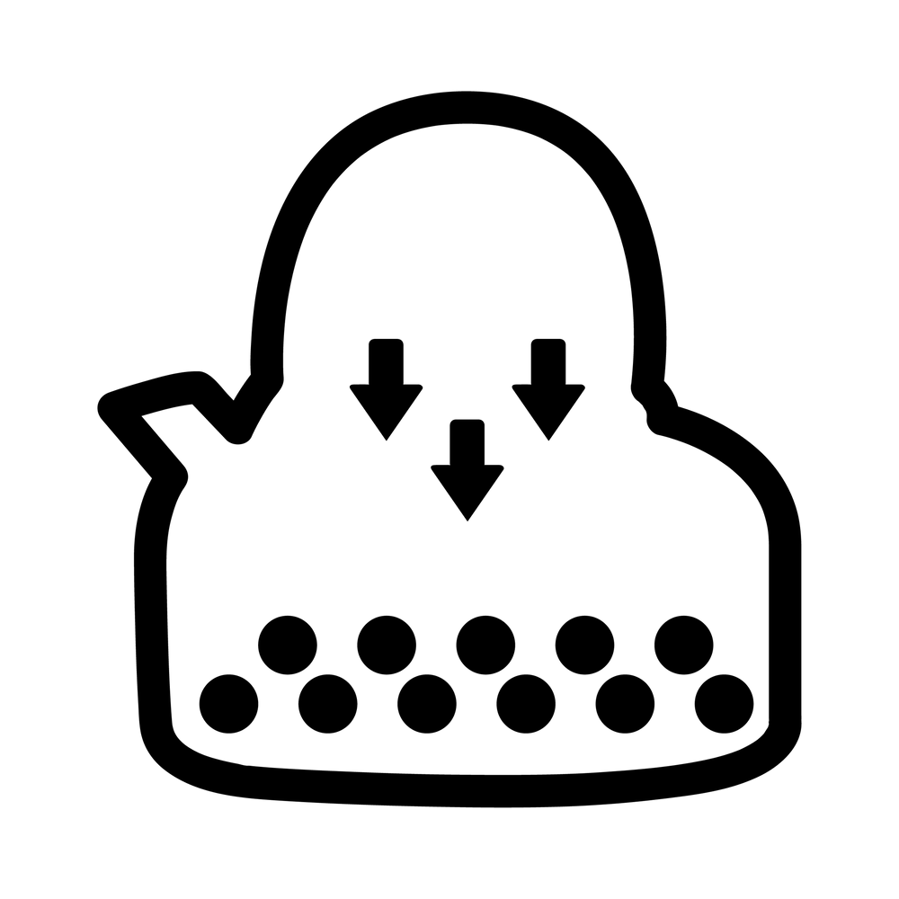 Esbit Icon in Schwarz zeigt, dass das Innere des Wasserkessels weiteren Stauraum bietet.