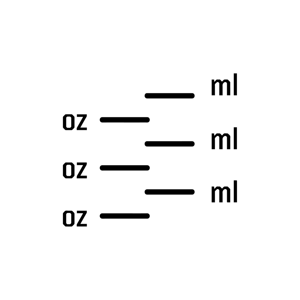 Esbit Icon in Schwarz zeigt Volumenskala in oz und ml.