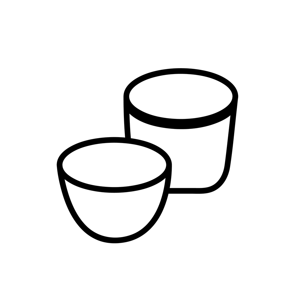 Esbit Icon in Schwarz zeigt zwei Trinkbecher als Piktogramm.
