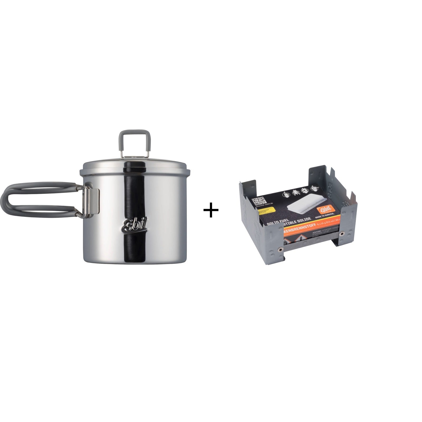 Esbit Bundle-Artikel Kocher Set mit Topf (625 ml) PT625ST und Taschenkocher 00209100-D-H