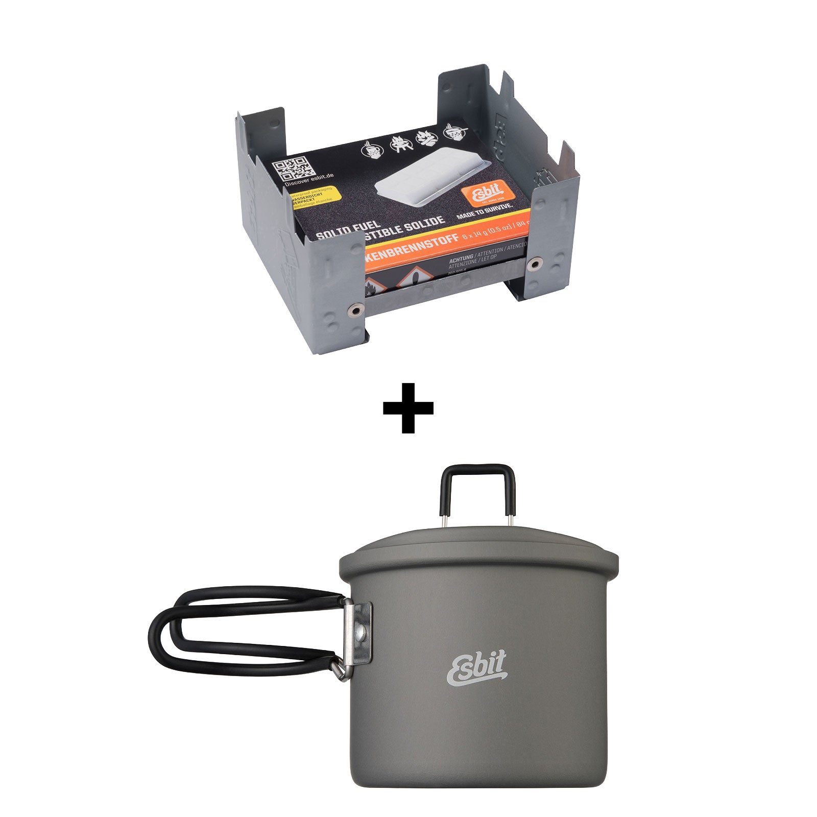 Esbit Bundle-Artikel Kocher Set mit Topf (625 ml) PT625HA und Taschenkocher 00209100-D-H