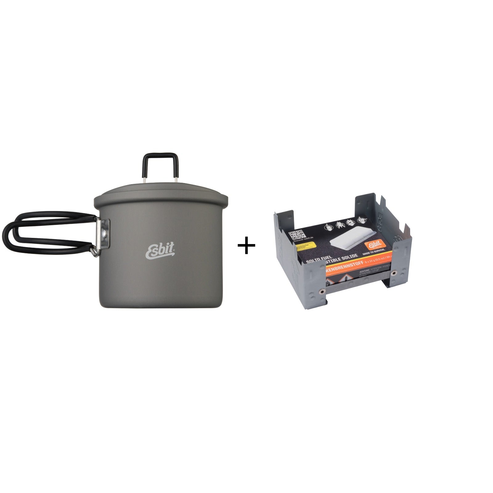 Esbit Bundle-Artikel Kocher Set mit Topf (625 ml) PT625HA und Taschenkocher 00209100-D-H