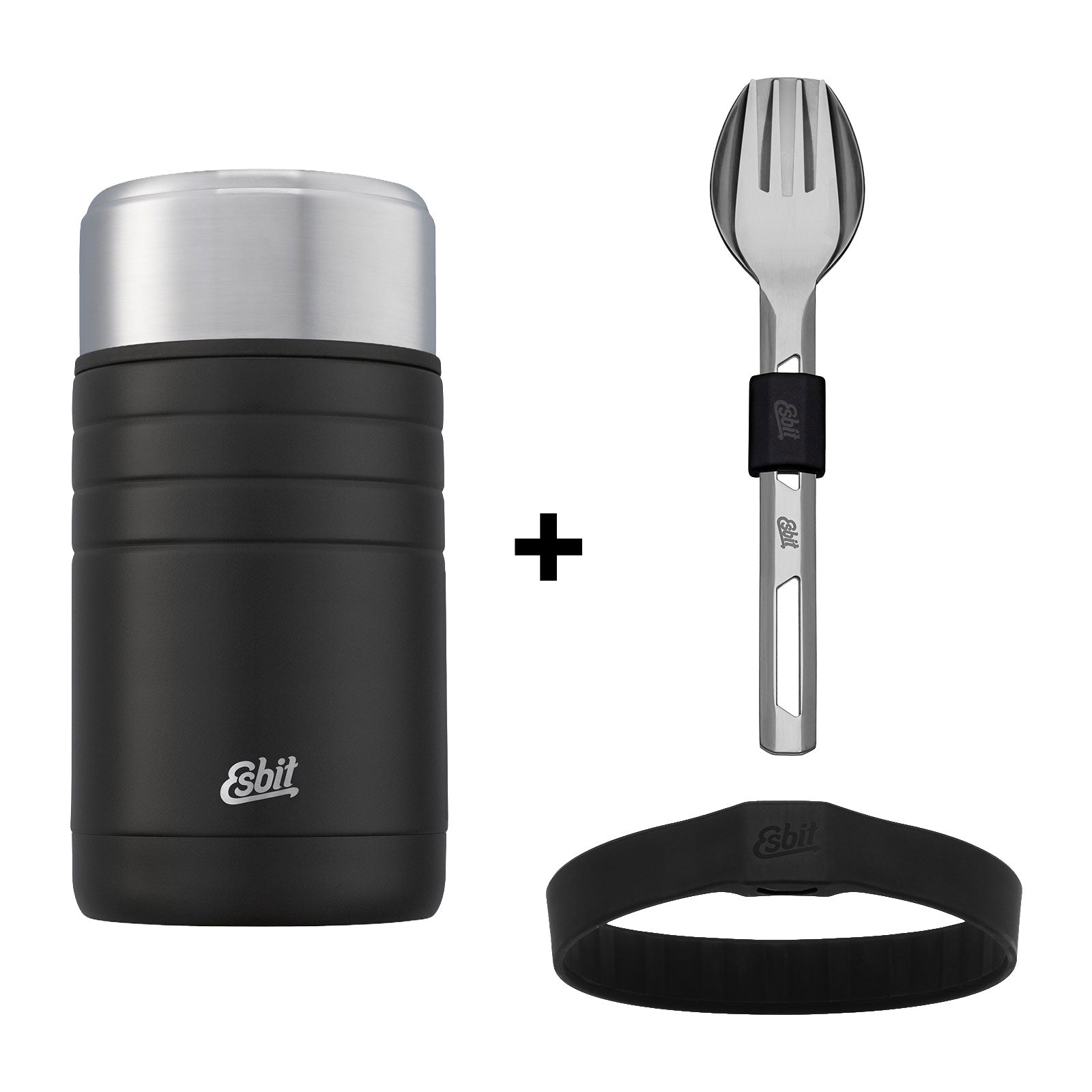 Esbit bundle comprising a MAJORIS thermos flask and cutlery set in black
