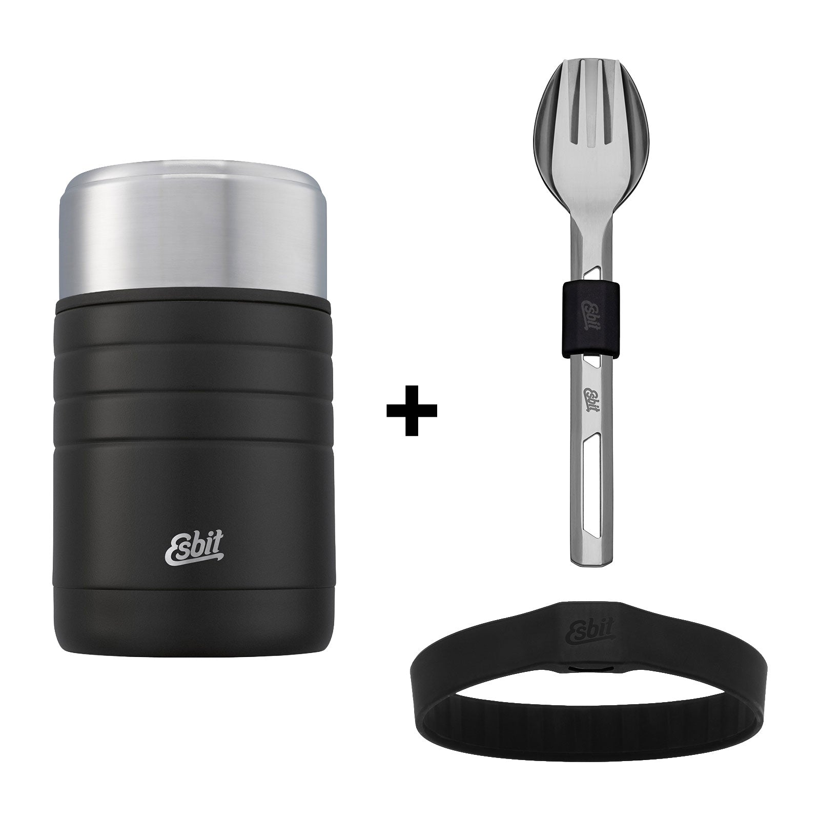 Esbit bundle comprising a MAJORIS thermos flask and cutlery set in black
