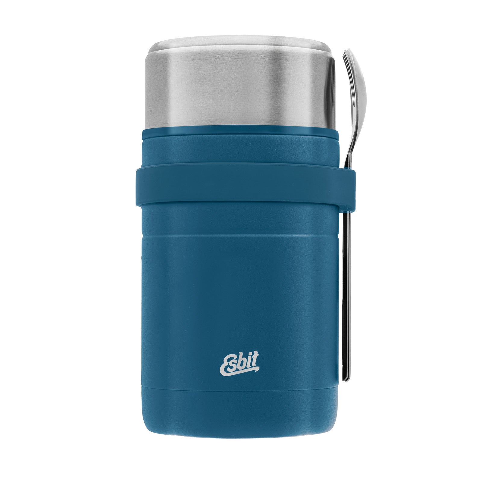 Esbit bundle comprising a MAJORIS thermos flask and cutlery set, packed together in blue