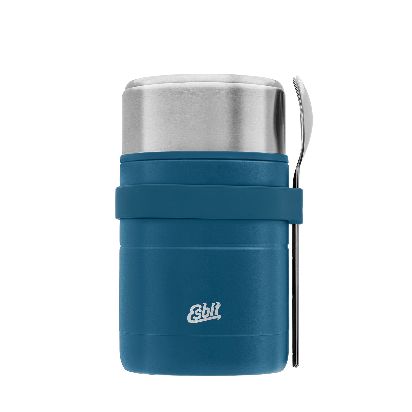 Esbit bundle comprising a MAJORIS thermos flask and cutlery set, packed together in blue