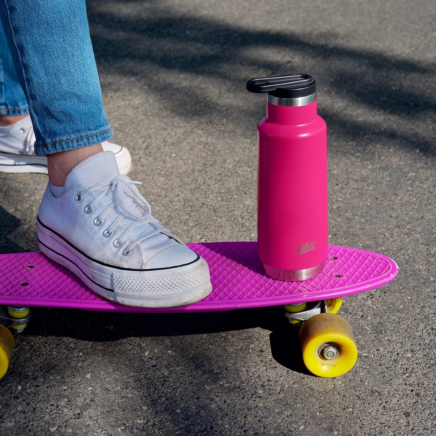 Esbit PICTOR Thermo Trinkflasche Pink auf Skateboard